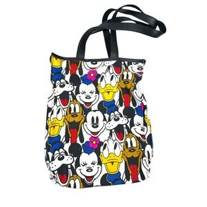 DISNEY TOTE BAG MICKEY PLUTO DONALD GOOFY MINNIE CANVAS‎ 13x15in Mickey And Co